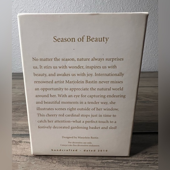 Hallmark NEW 2010 Christmas Ornament “Season of Beauty” by Marjolein Bastin - Picture 9 of 9